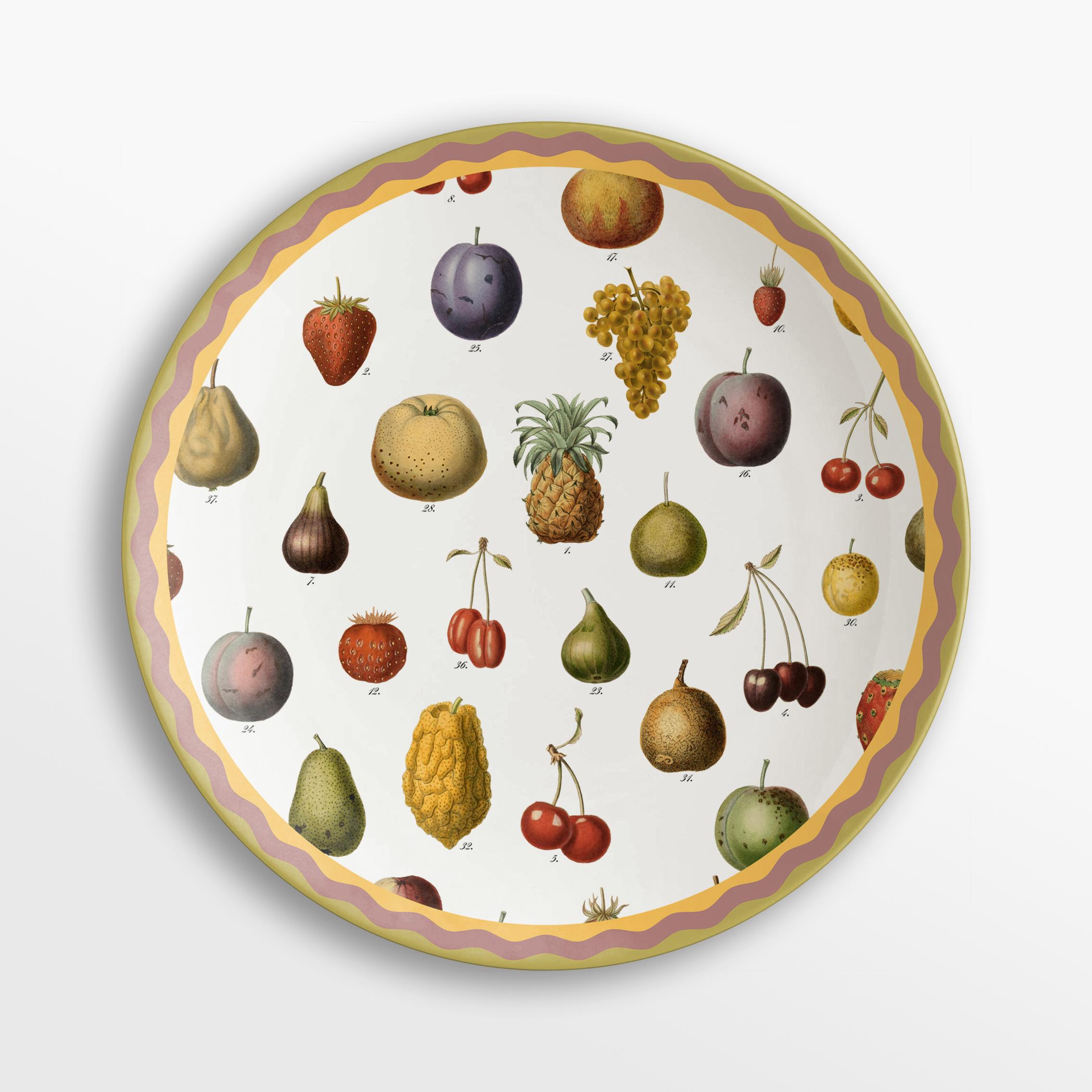 italien Cabinet de curiosités six assiettes à dîner en porcelaine décorée contemporaine en vente