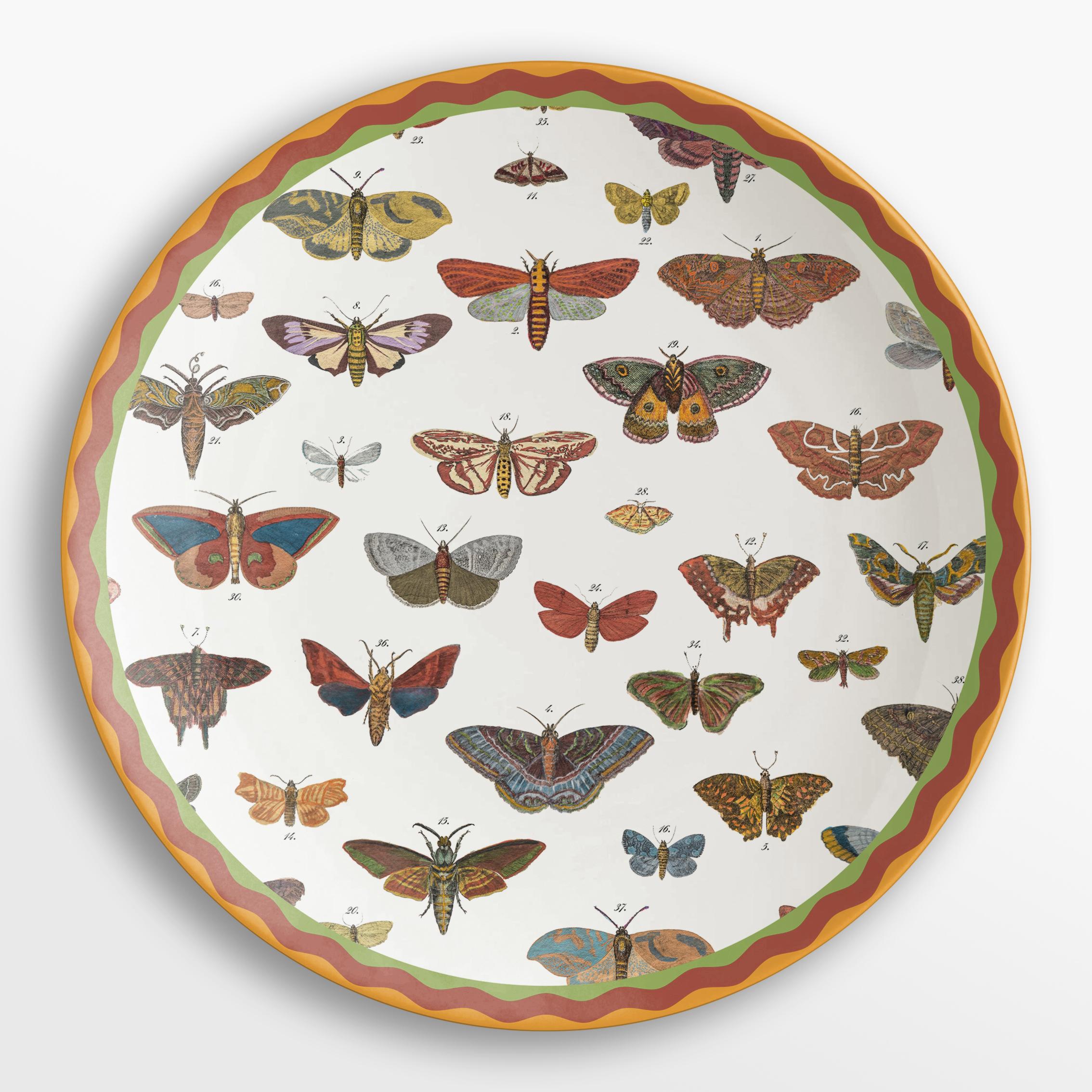 Italian Cabinet de Curiosités, Six Contemporary Decorated Porcelain Platters For Sale