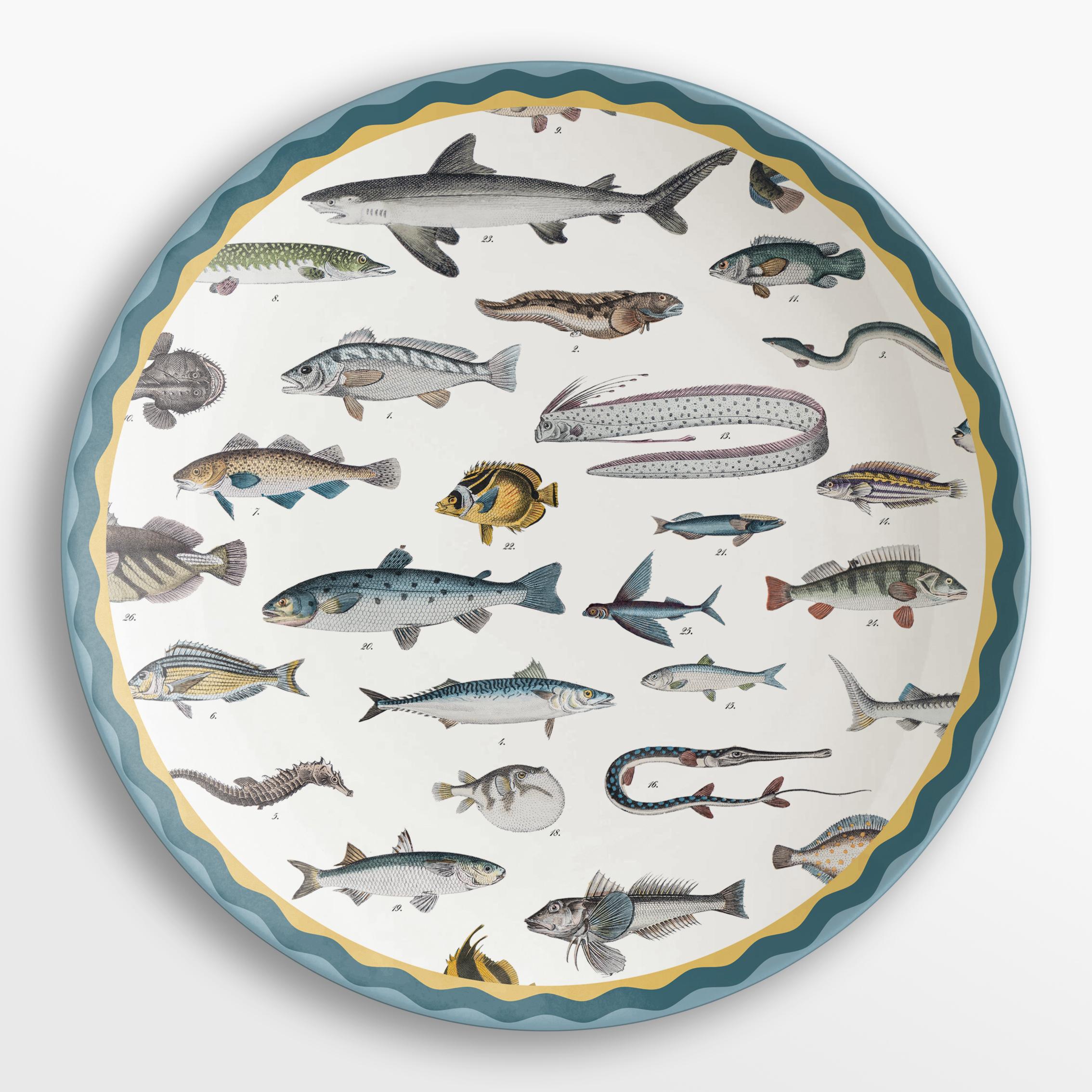 Cabinet de Curiosités, Six Contemporary Decorated Porcelain Platters For Sale 1