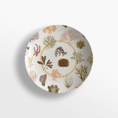 Cabinet de Curiosités, six assiettes creuses en porcelaine décorées contemporaines