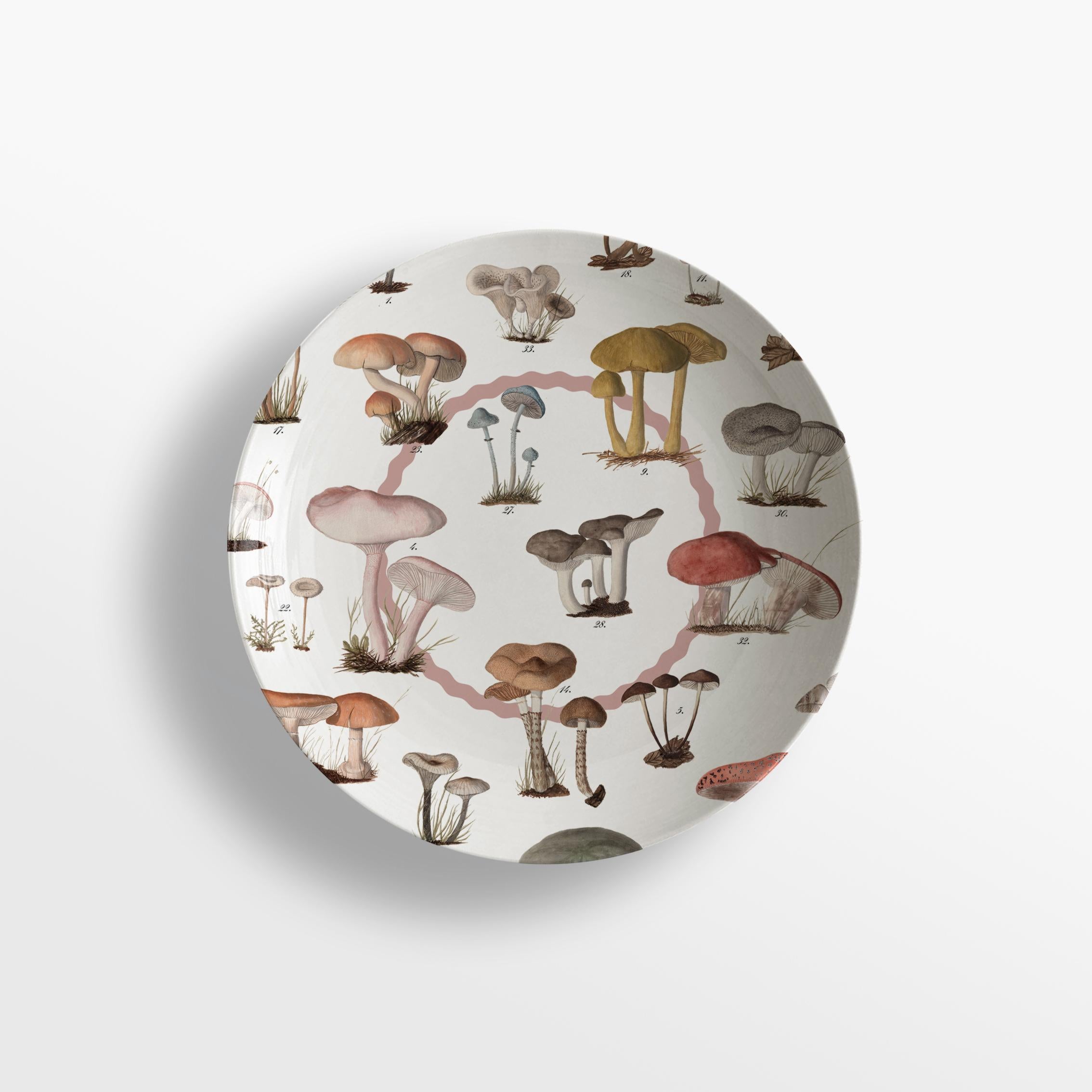 Cabinet de Curiosités, Six Contemporary Decorated Porcelain Soup Plates For Sale 1