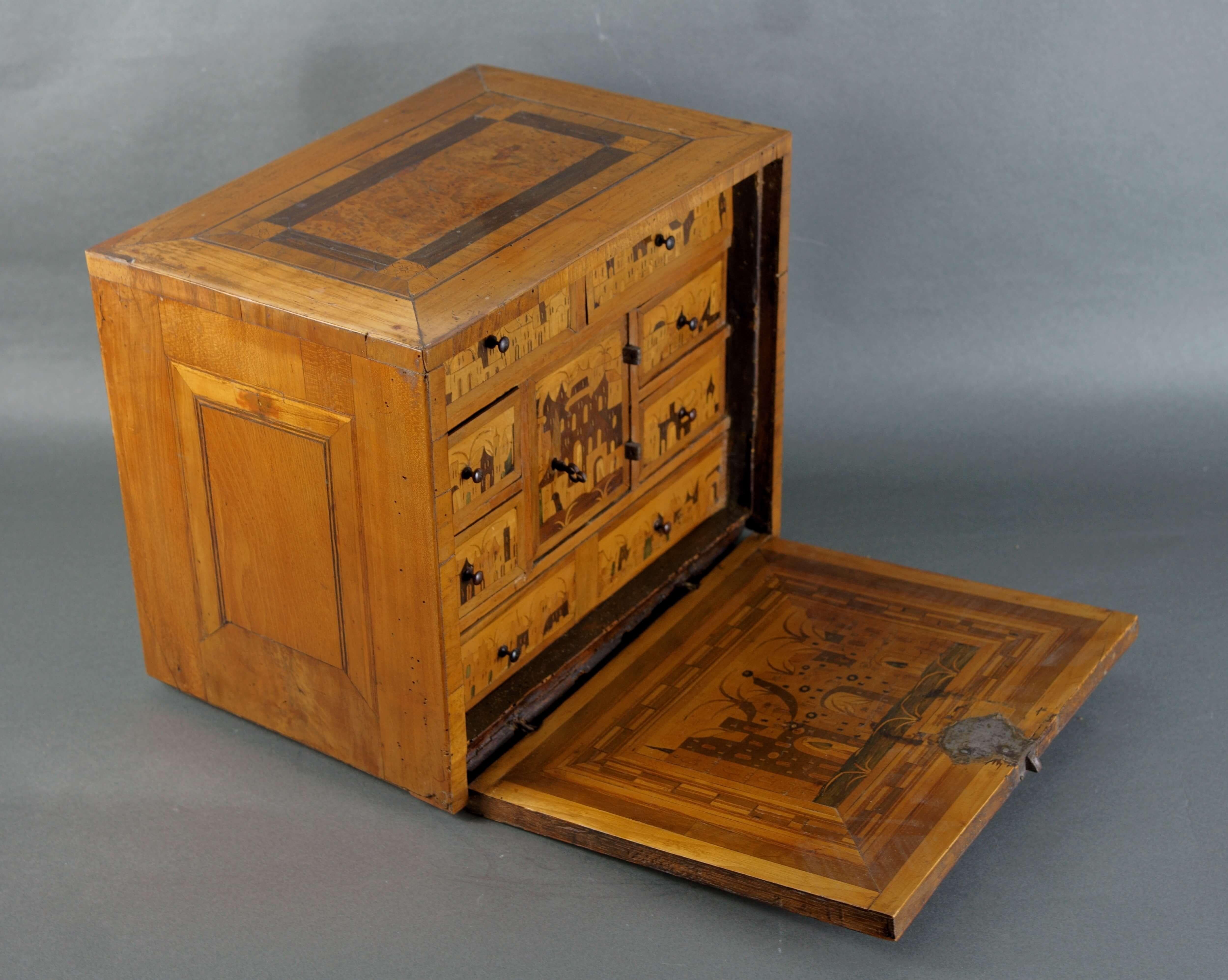 Augsburgo Gabinete Siglo XVII Alta Edad Incrustación Wunderkammer Hierro Grabado en Bueno estado para la venta en Pistoia, IT