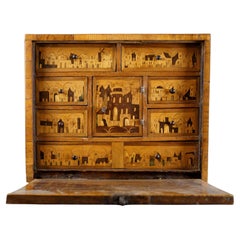 Cabinet di Augsburg XVII secolo Intarsio Alta Epoca Wunderkammer Ferro Inciso