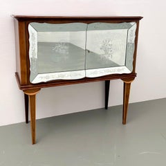 Cabinet / Dry Bar in Wood, Glass and Mirrors, Italy, 1950's