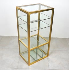 Cabinet Etageres Brass, Chrome and Glass Renato Levi Style, Italy, 1970s