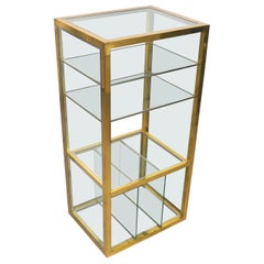 Vintage Cabinet Etageres Brass, Chrome and Glass Renato Levi Style, Italy, 1970s