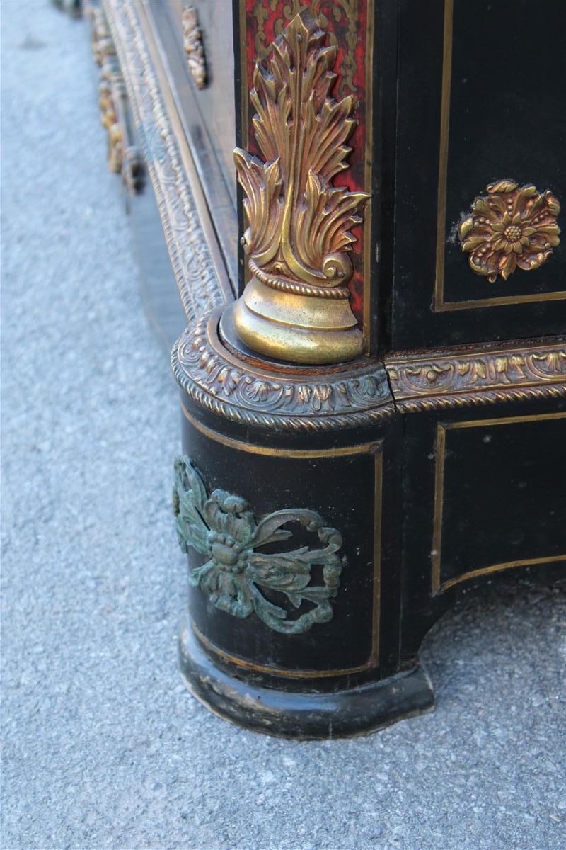 Cabinet French Napoleon III black marble and inlays André-Charles Boulle For Sale 9