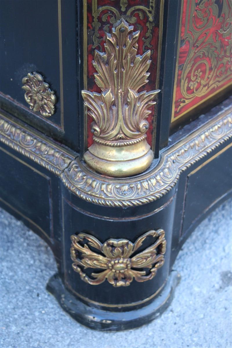 Cabinet French Napoleon III black marble and inlays André-Charles Boulle For Sale 12