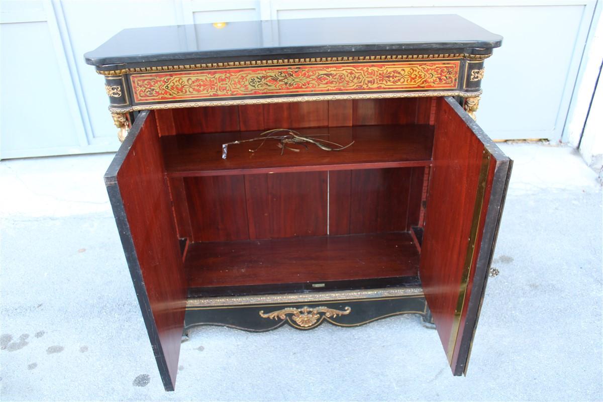 Cabinet French Napoleon III black marble and inlays André-Charles Boulle For Sale 14
