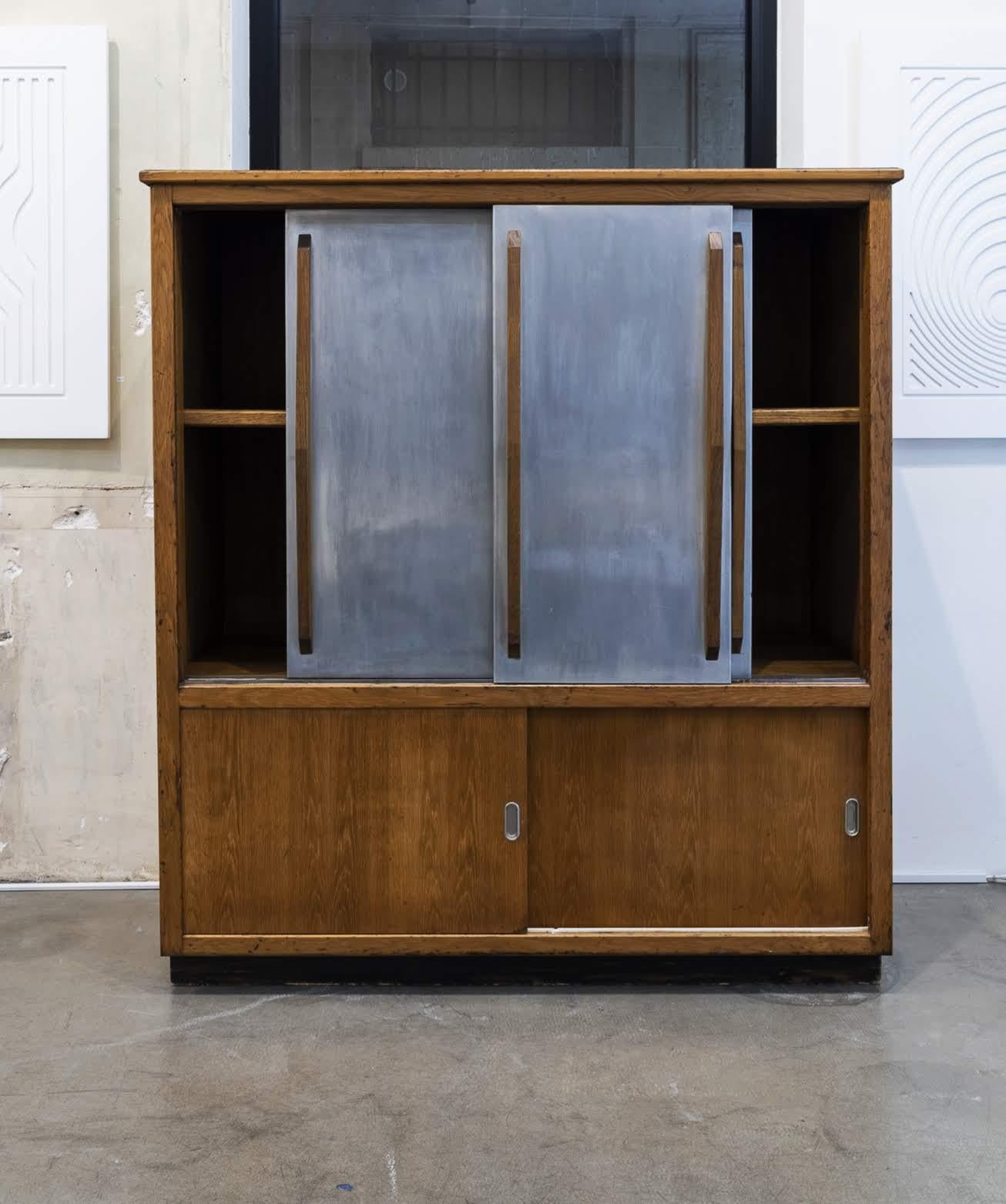 Cabinet from 1950 Reminds Works of Charlotte Perriand, Jean Prouvé, Le Corbusier In Fair Condition For Sale In Paris, FR