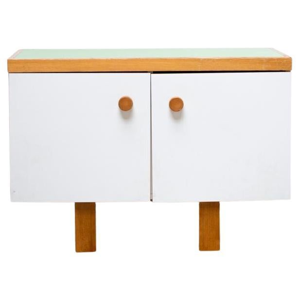 Charlotte Perriand Side Board from Les Arcs, 2 Doors, Green Top For Sale