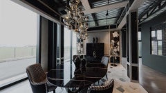 Cabinet Glossy Lacquer Finish Door Pull Chrome Finish Decorated with Micromosaic