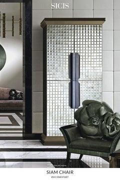 Cabinet Glossy Lacquered Doors Decoreted Diamonds Cut Chips Led Ligh Sensor Ins