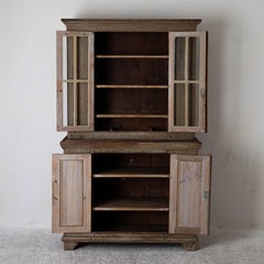 Cabinet Gustavian Swedish Original Paint Greenish Yellow, 18th Century, Sweden