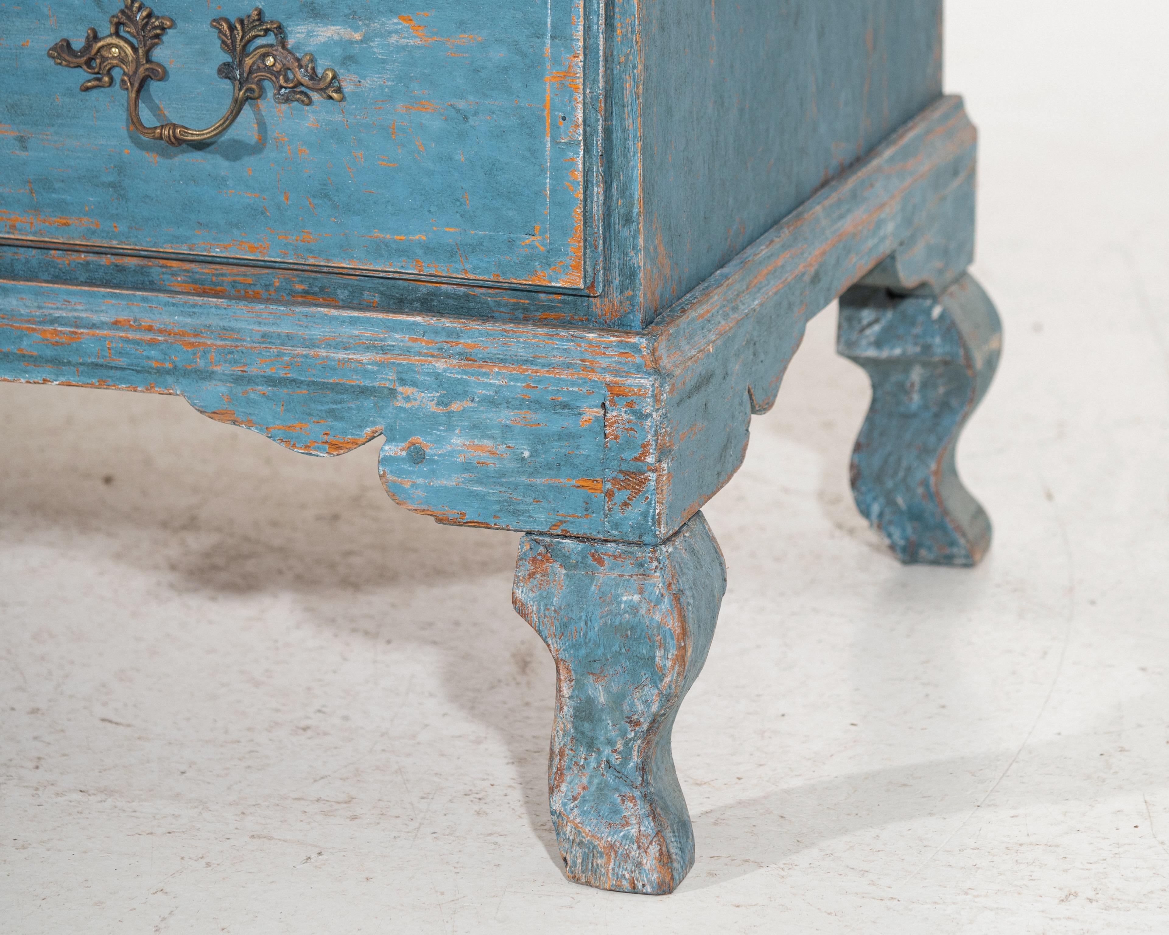 Wood Cabinet in a beautiful bluish colour with many carvings, circa 100 years old. For Sale