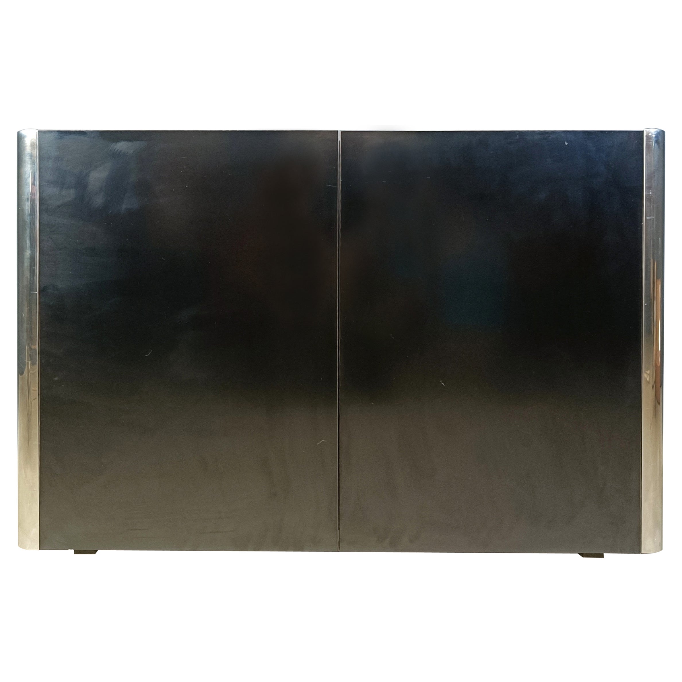 Cabinet in Black Laminate and chrome by Mario Sabot, 1980s