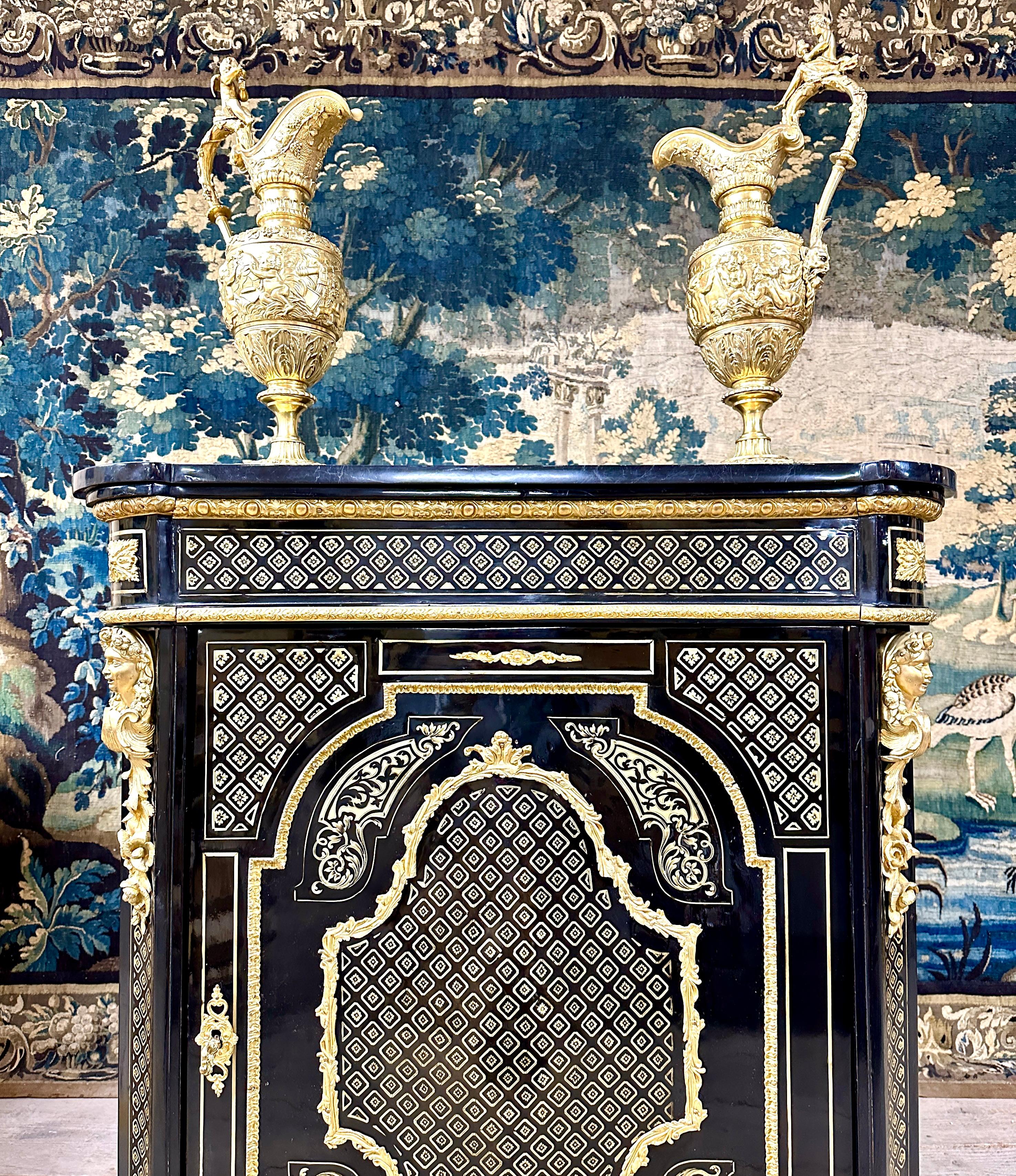 Cabinet in Boulle Marquetry and Queen Marquetry, Napoleon III Period For Sale 4