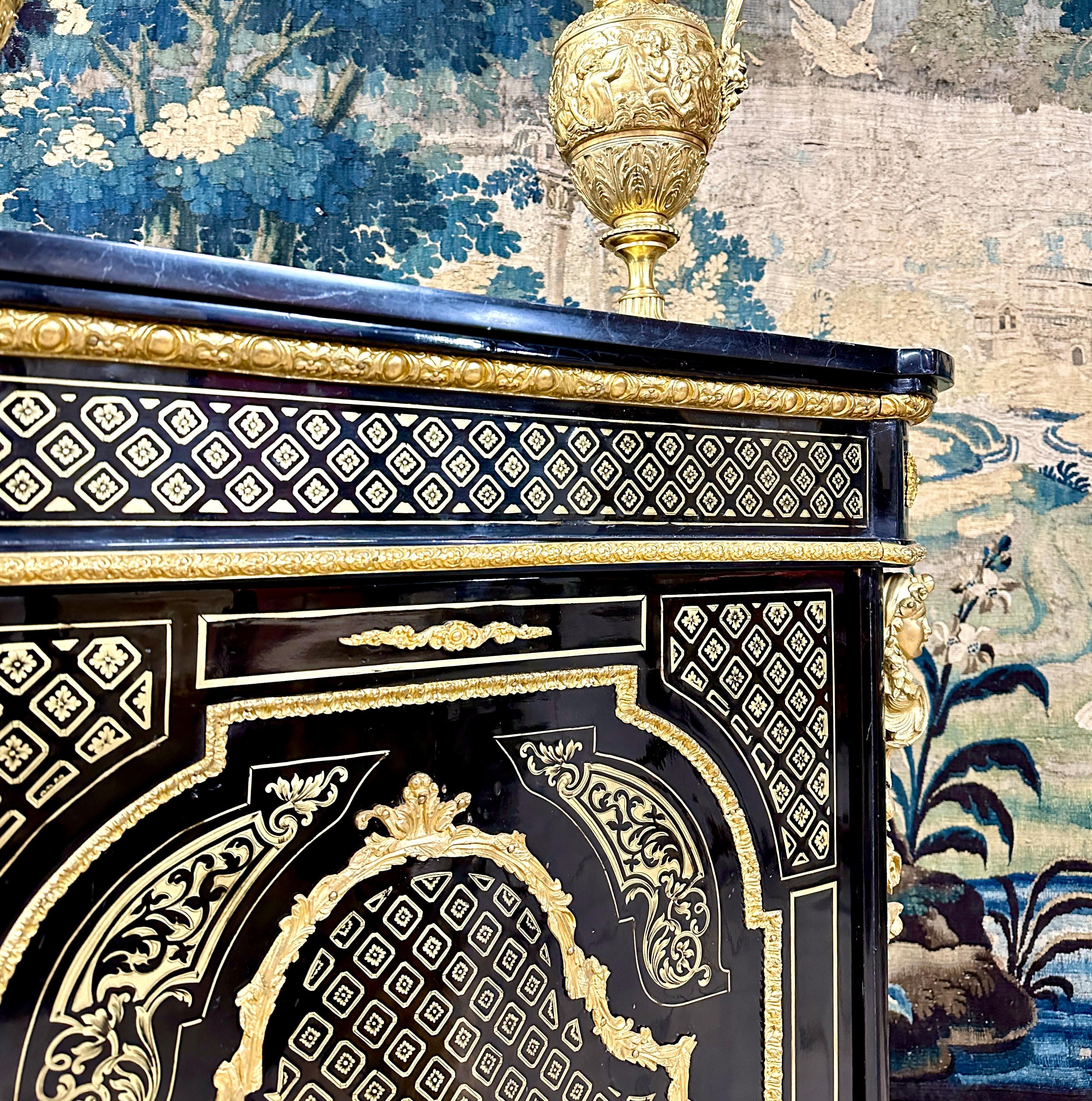 Cabinet in Boulle Marquetry and Queen Marquetry, Napoleon III Period For Sale 6