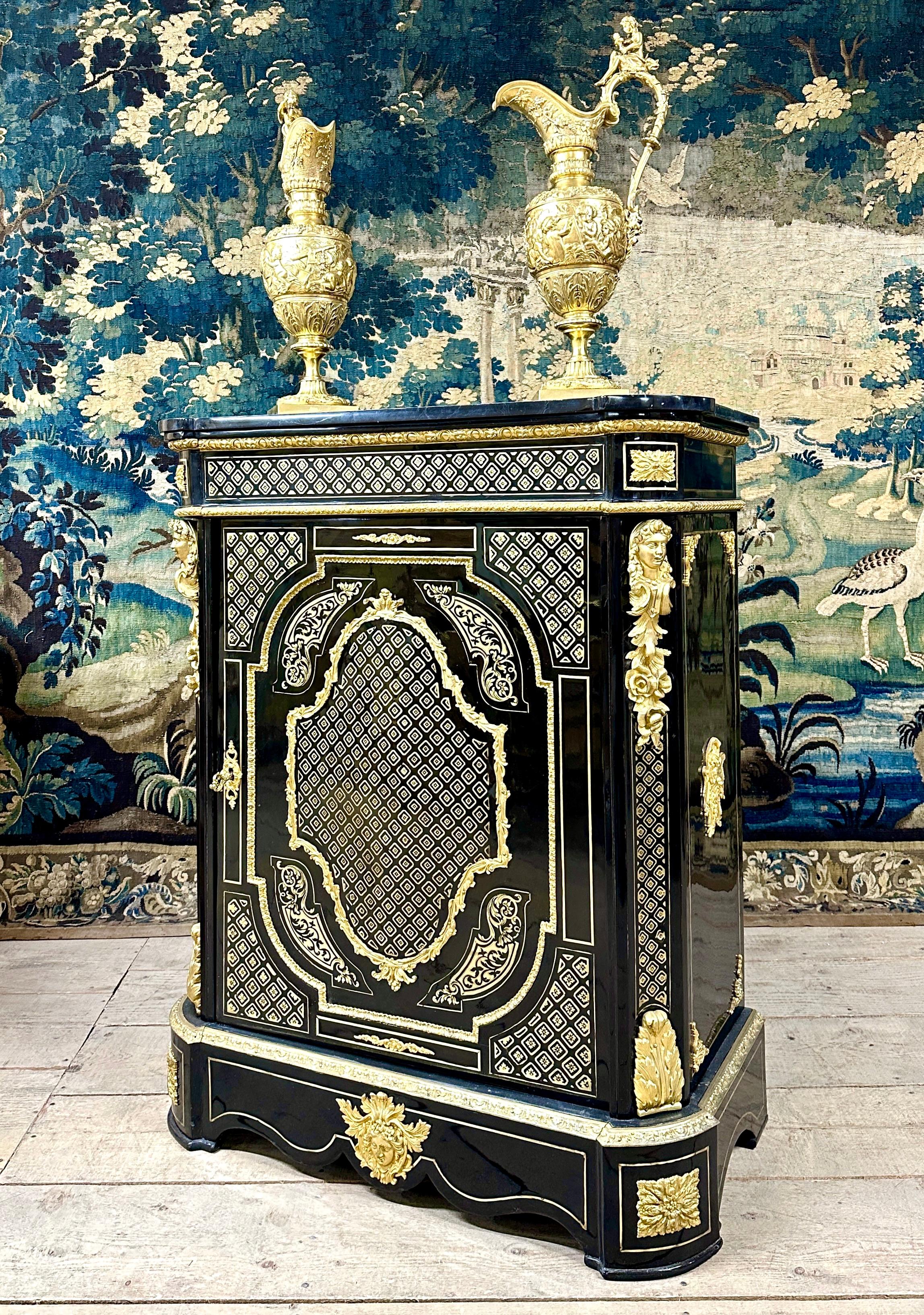 Cabinet in Boulle Marquetry and Queen Marquetry, Napoleon III Period For Sale 7