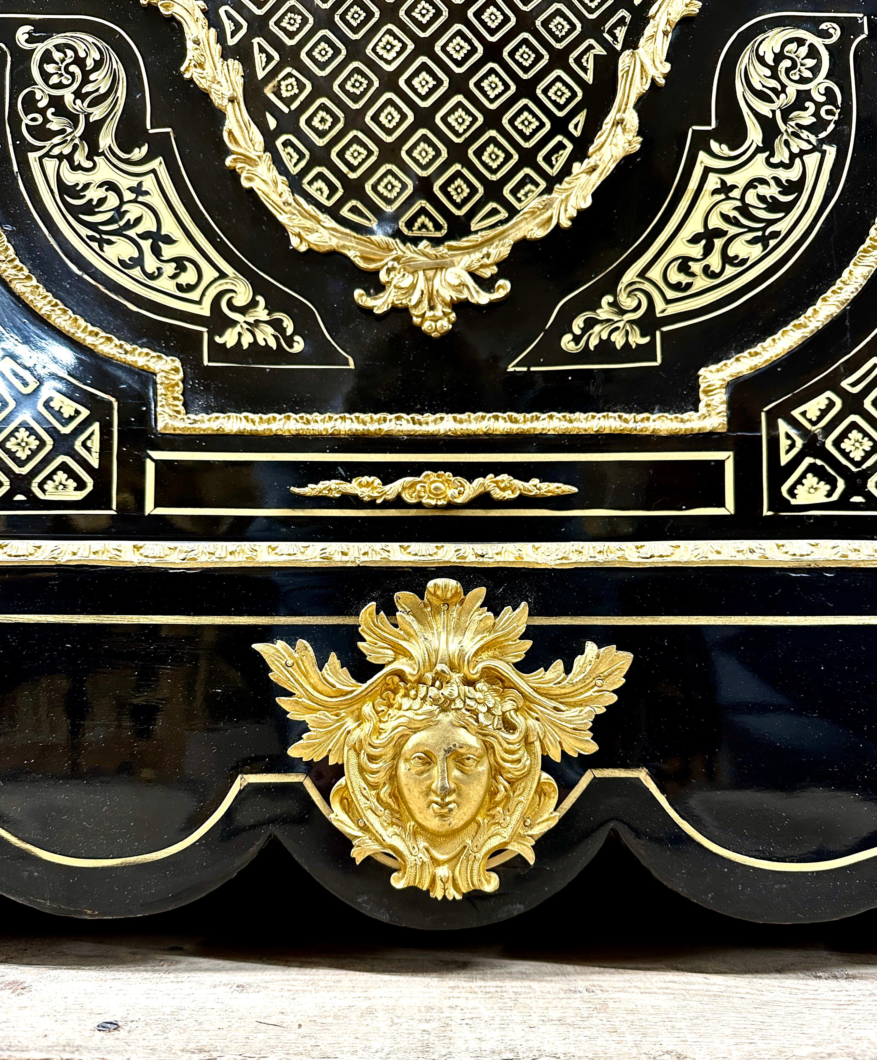 Cabinet in Boulle Marquetry and Queen Marquetry, Napoleon III Period For Sale 2