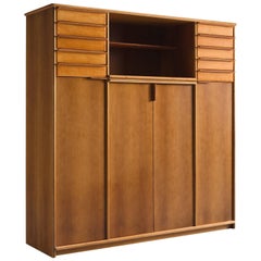 Cabinet in Leather and Italian Walnut