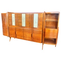 Armadietto  in legno con pannelli in pergamena, Italia anni '50 - Top Design -