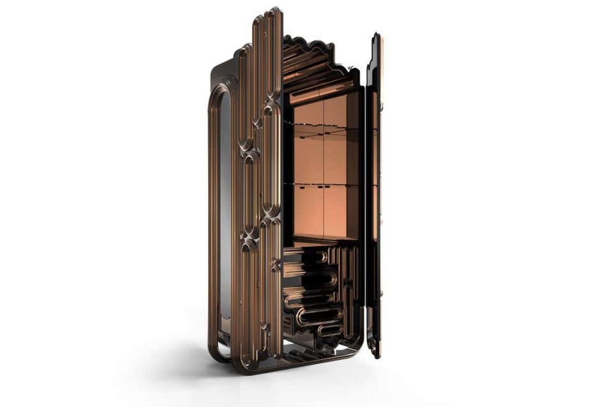 Cabinet in Metallic and Black Lacquered Wood In New Condition For Sale In Saint-Ouen, FR