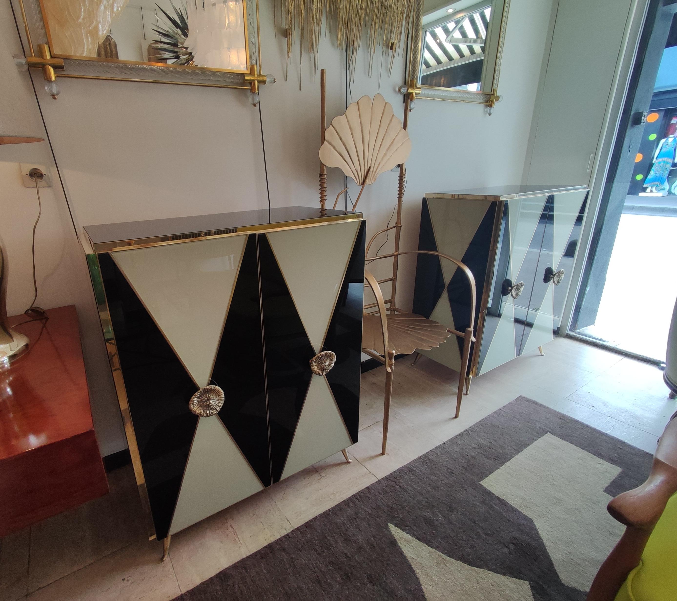Cabinet in Mirror and Brass For Sale 9