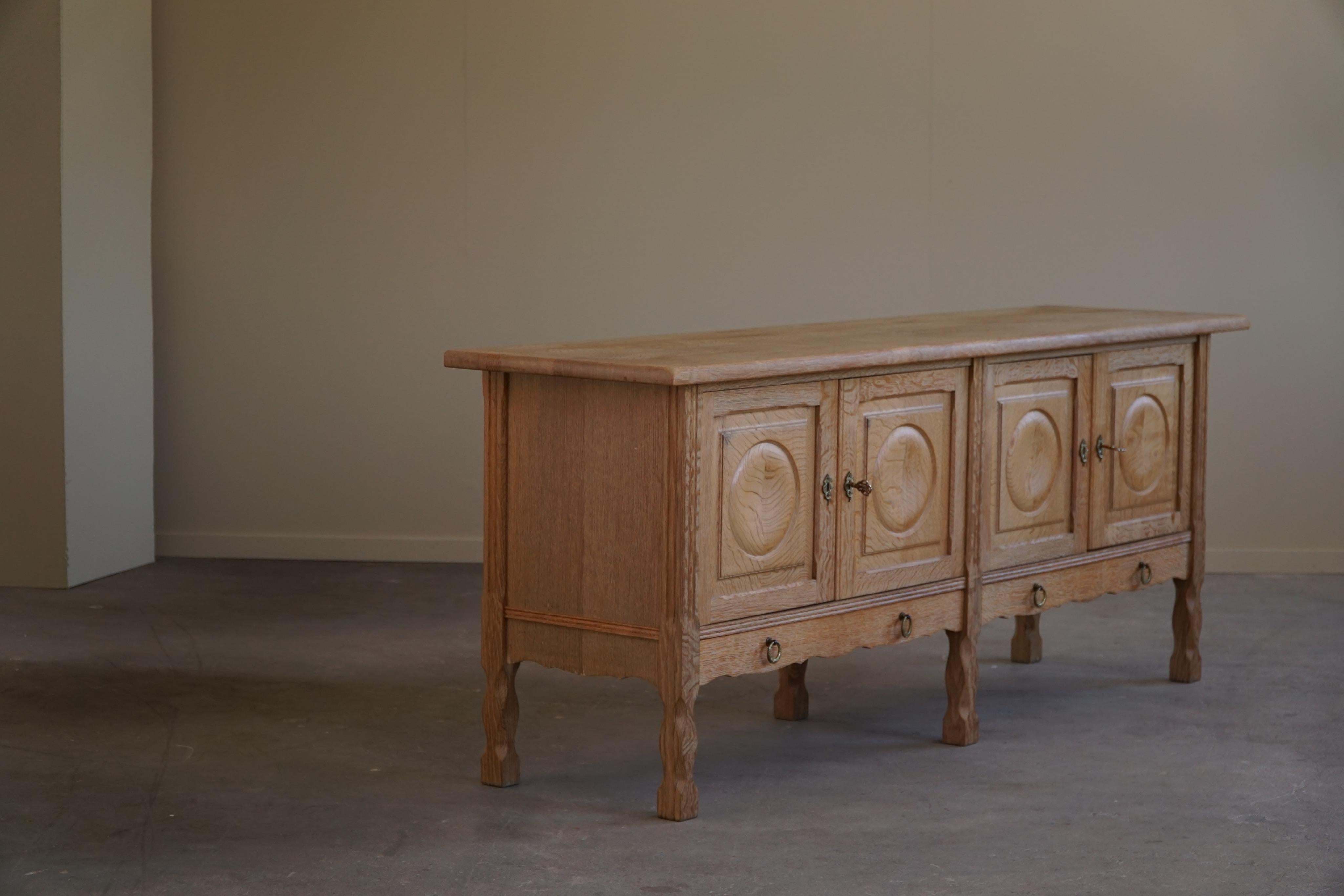 Scandinavian Modern Cabinet in Oak, Midcentury, Made by a Danish Cabinetmaker, Brutalist, 1960s