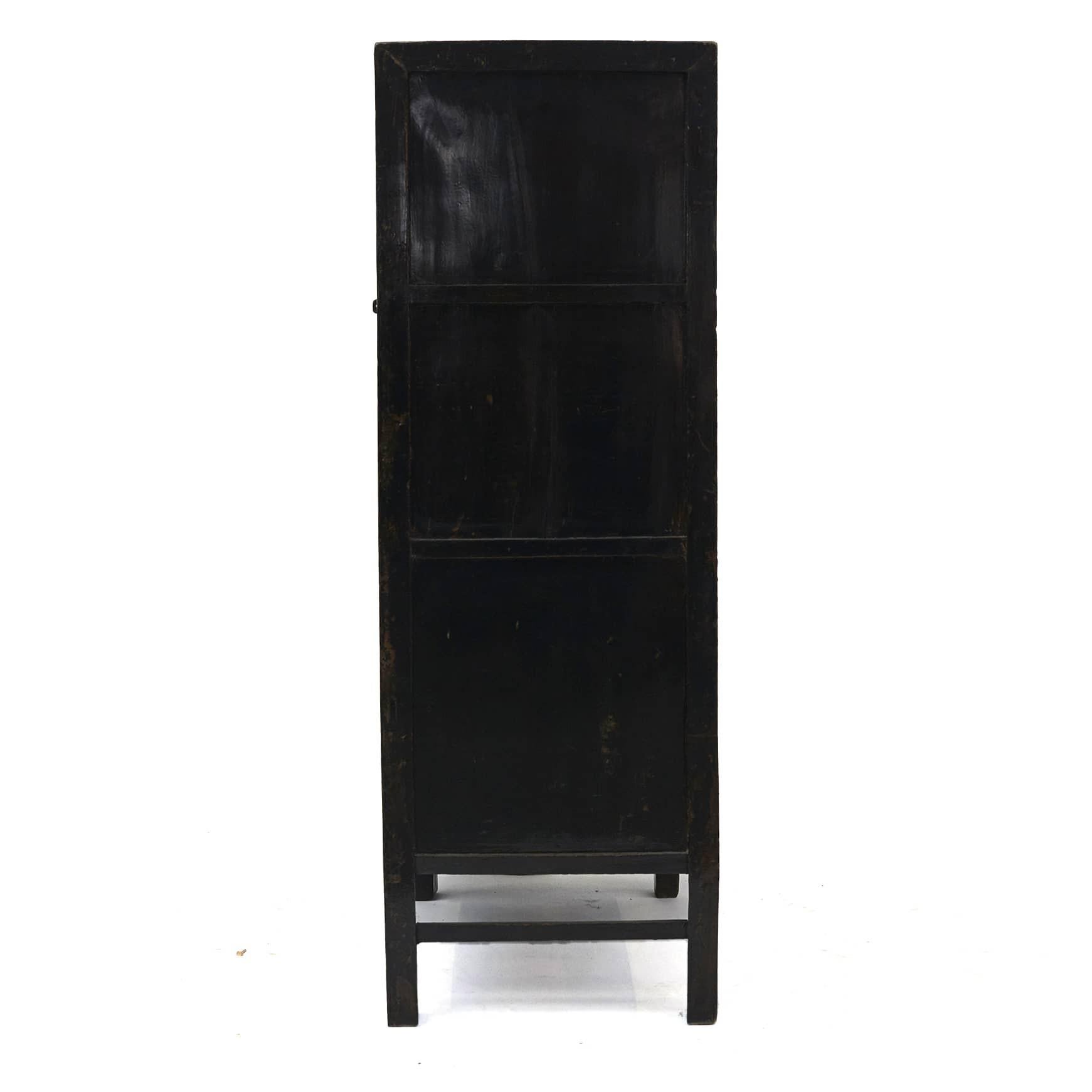 Ming Cabinet in Original Black Lacquer, Shanxi Province, 1820-1830 For Sale