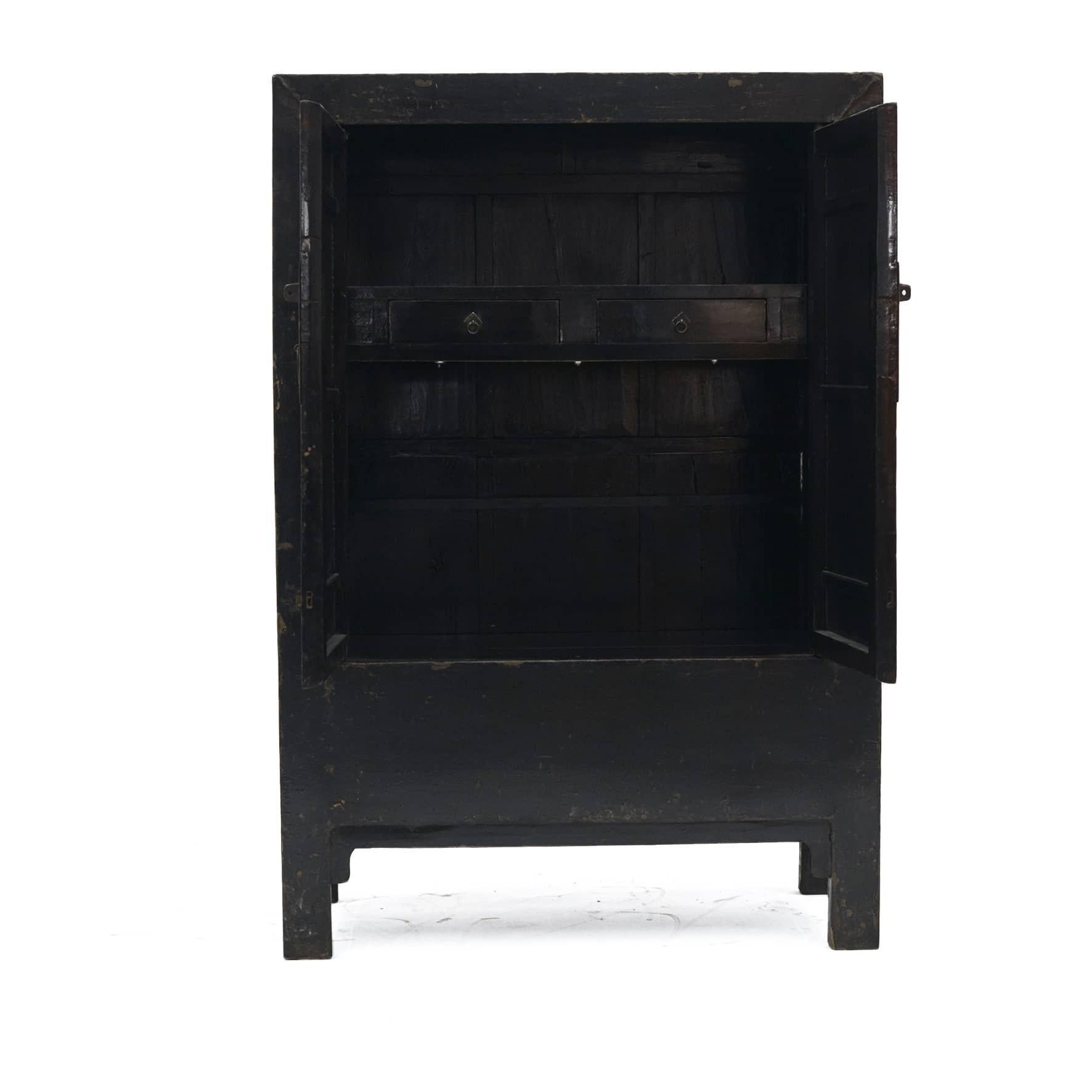 Chinese Cabinet in Original Black Lacquer, Shanxi Province, 1820-1830 For Sale