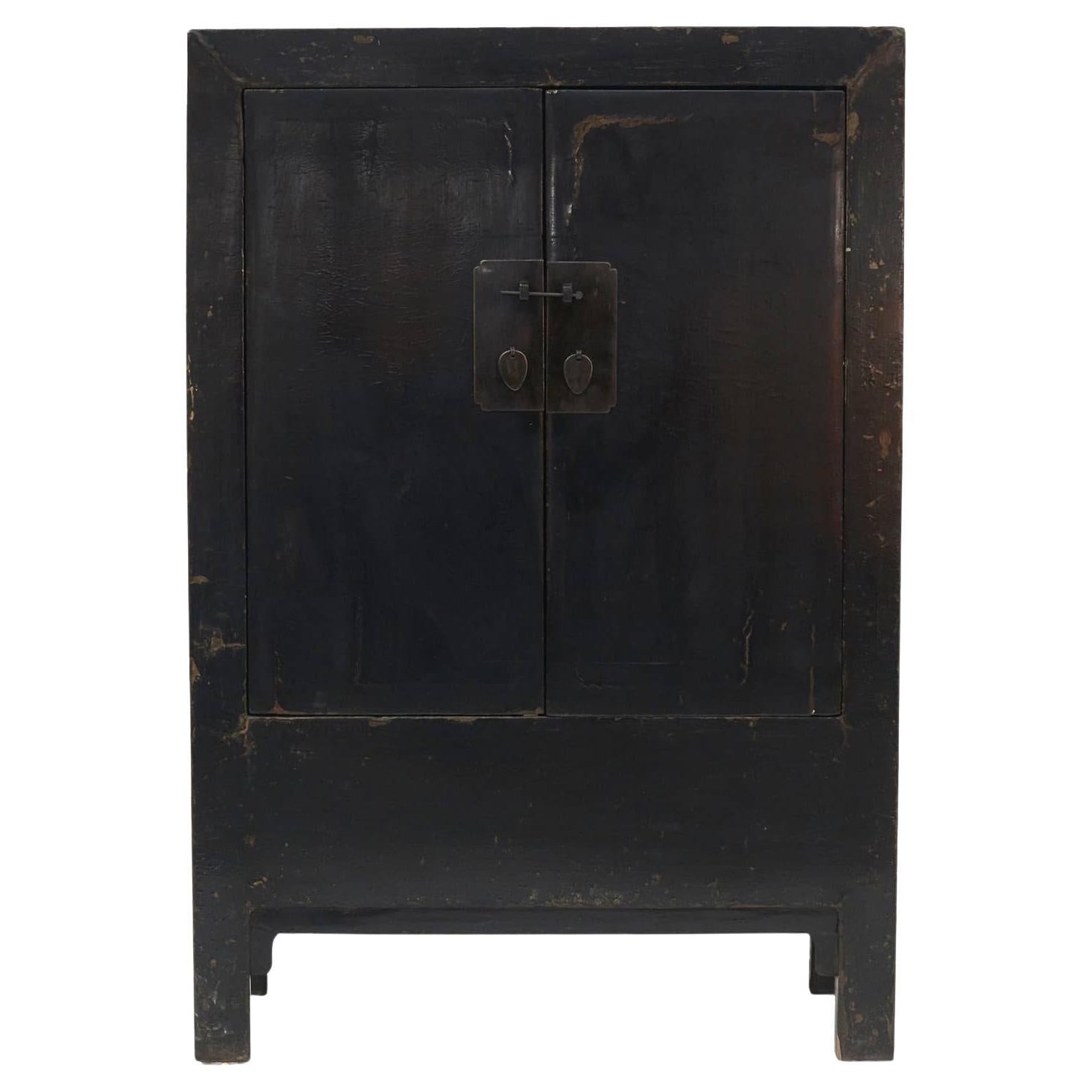 Cabinet in Original Black Lacquer, Shanxi Province, 1820-1830 For Sale