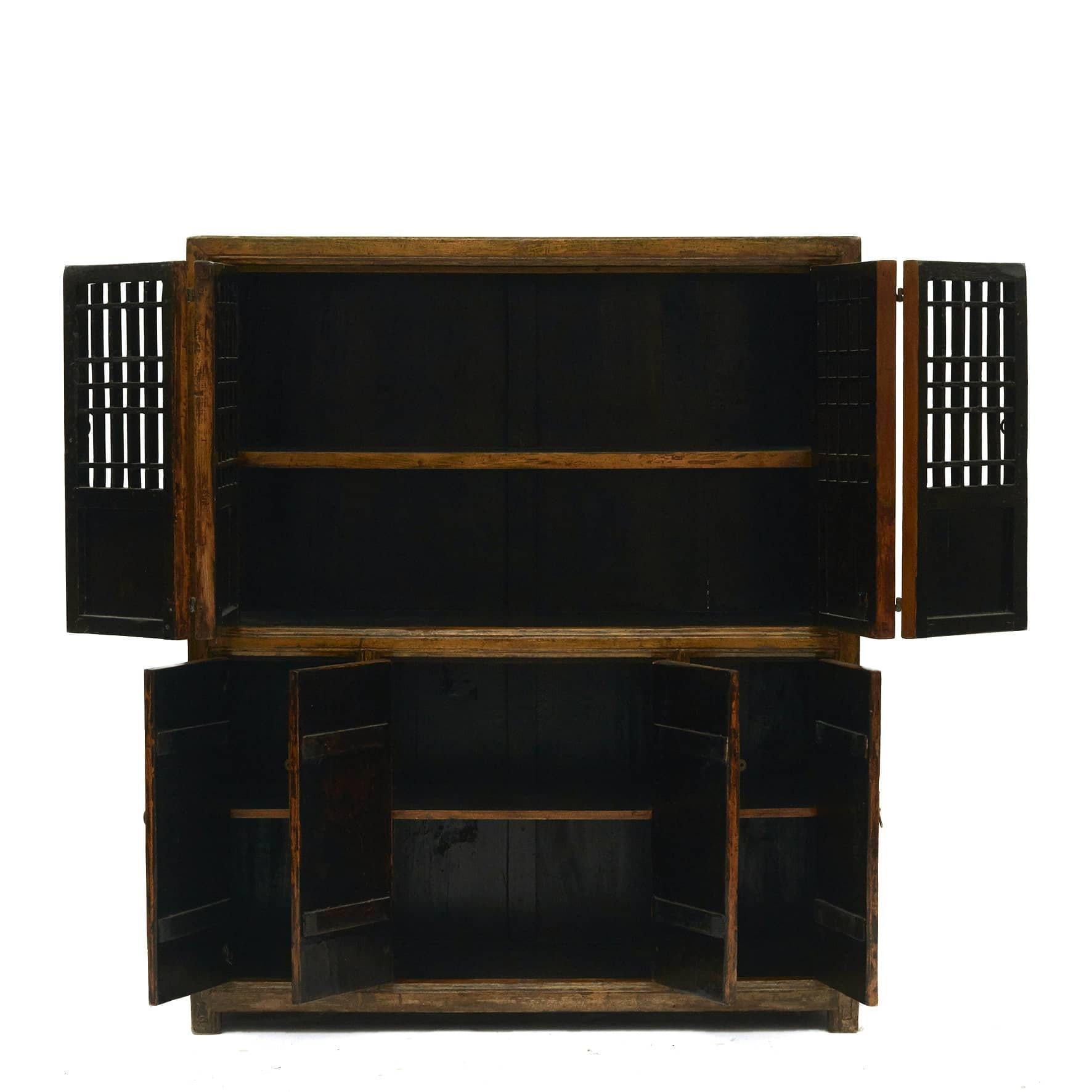 Metal Cabinet in Original Dark Yellow Lacquer, Shandong, China, 1850 -1870 For Sale