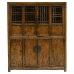 Antique Cabinet in Original Dark Yellow Lacquer, Shandong, China, 1850 -1870