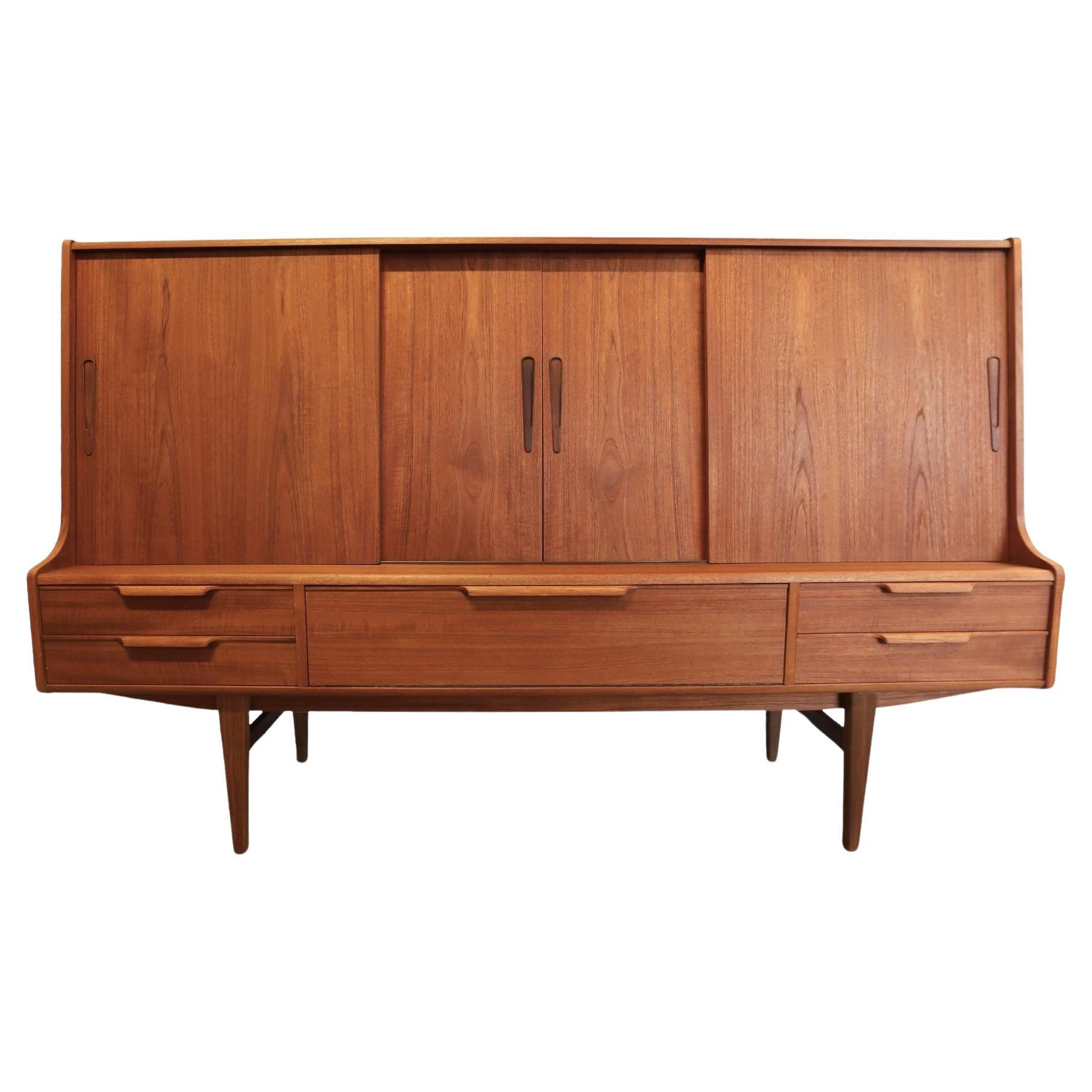 Cabinet in Teak with Sliding Doors and Bar Cabinet from Silkeborg, 1960s