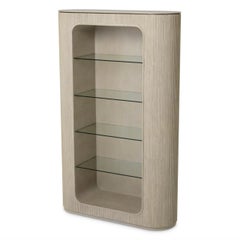 Cabinet in Washed Oak Veneer and Glass, Contemporary Style