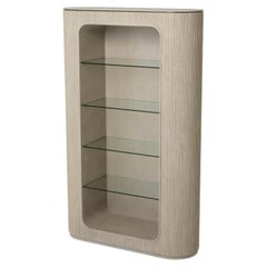 Cabinet in Washed Oak Veneer and Glass, Contemporary Style