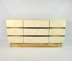 Cabinet in White Rock Crystal and Brass by Ginger Brown