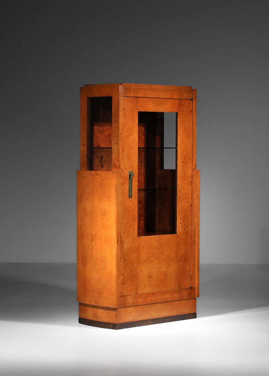 Cabinet in wood and glass, 1930s Art Deco by André Sornay in vendita 3
