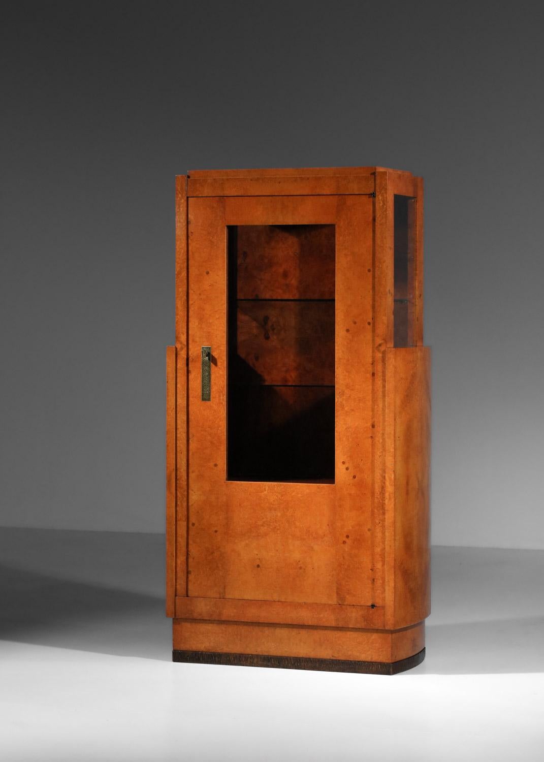 Art Déco Cabinet in wood and glass, 1930s Art Deco by André Sornay in vendita