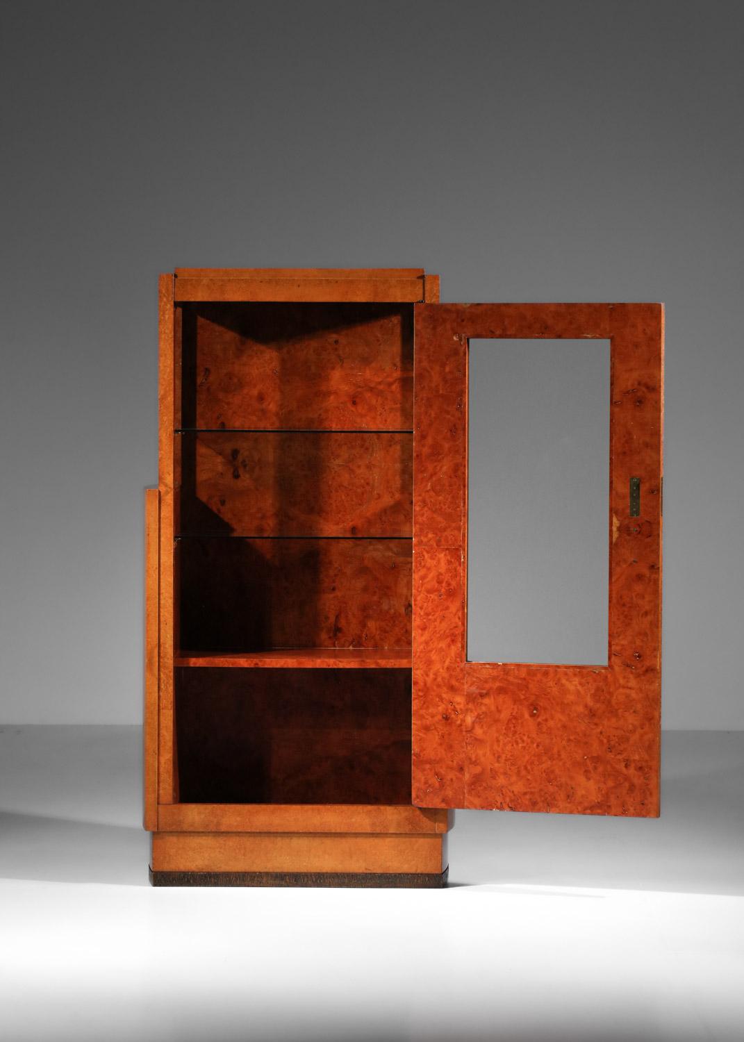 Francese Cabinet in wood and glass, 1930s Art Deco by André Sornay in vendita