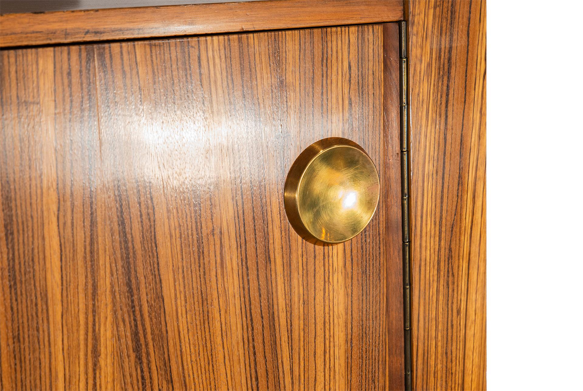 Mid-Century Modern Cabinet, Key Wood and Gilt Brass, Signed, circa 1974, Hungary