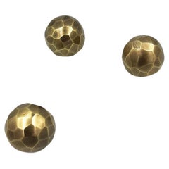 Cabinet knob in hammered cast brass Ø 2.5 cm  Aged gold finish