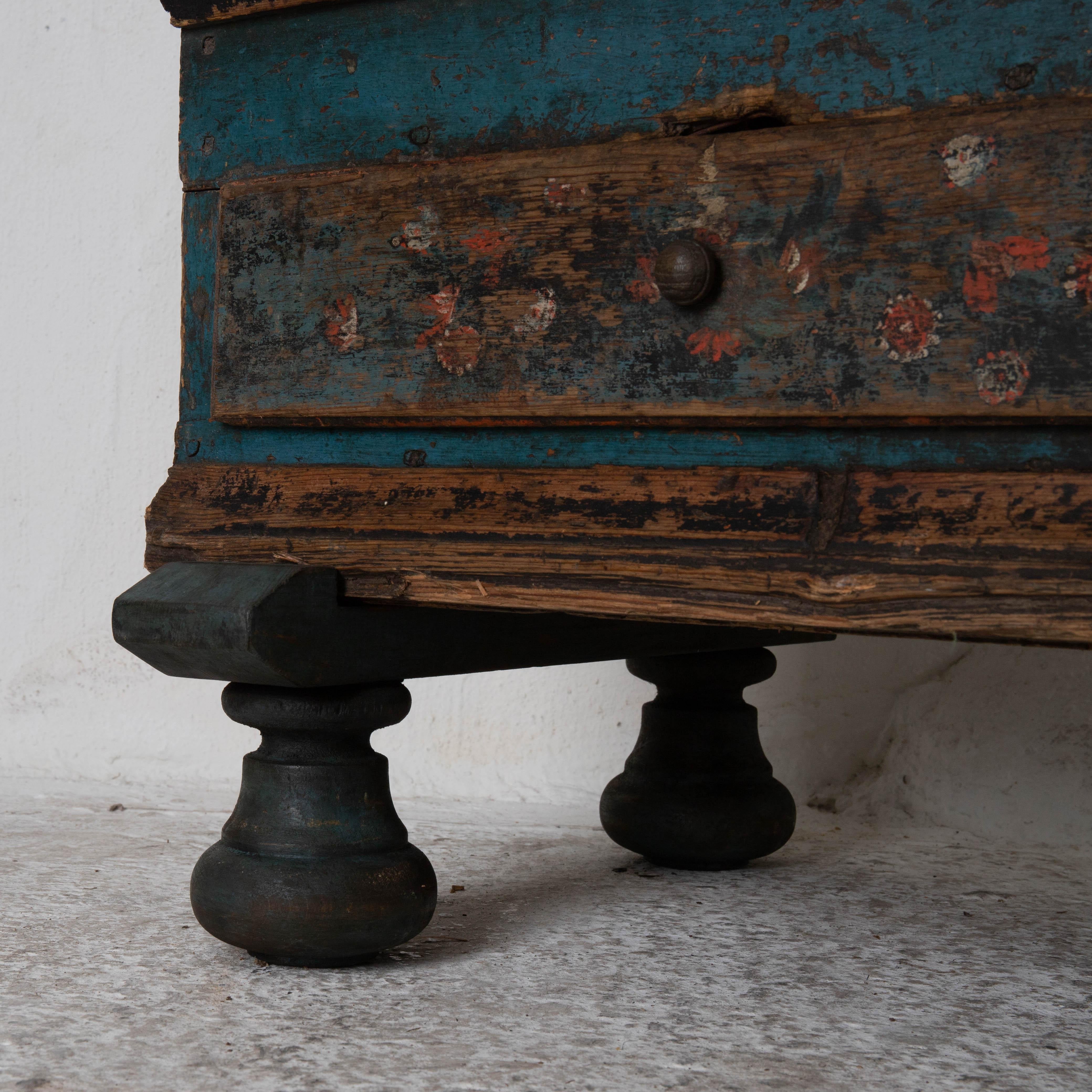 Cabinet Made 1795 Folk Art Swedish Blue Original Paint Sweden 3