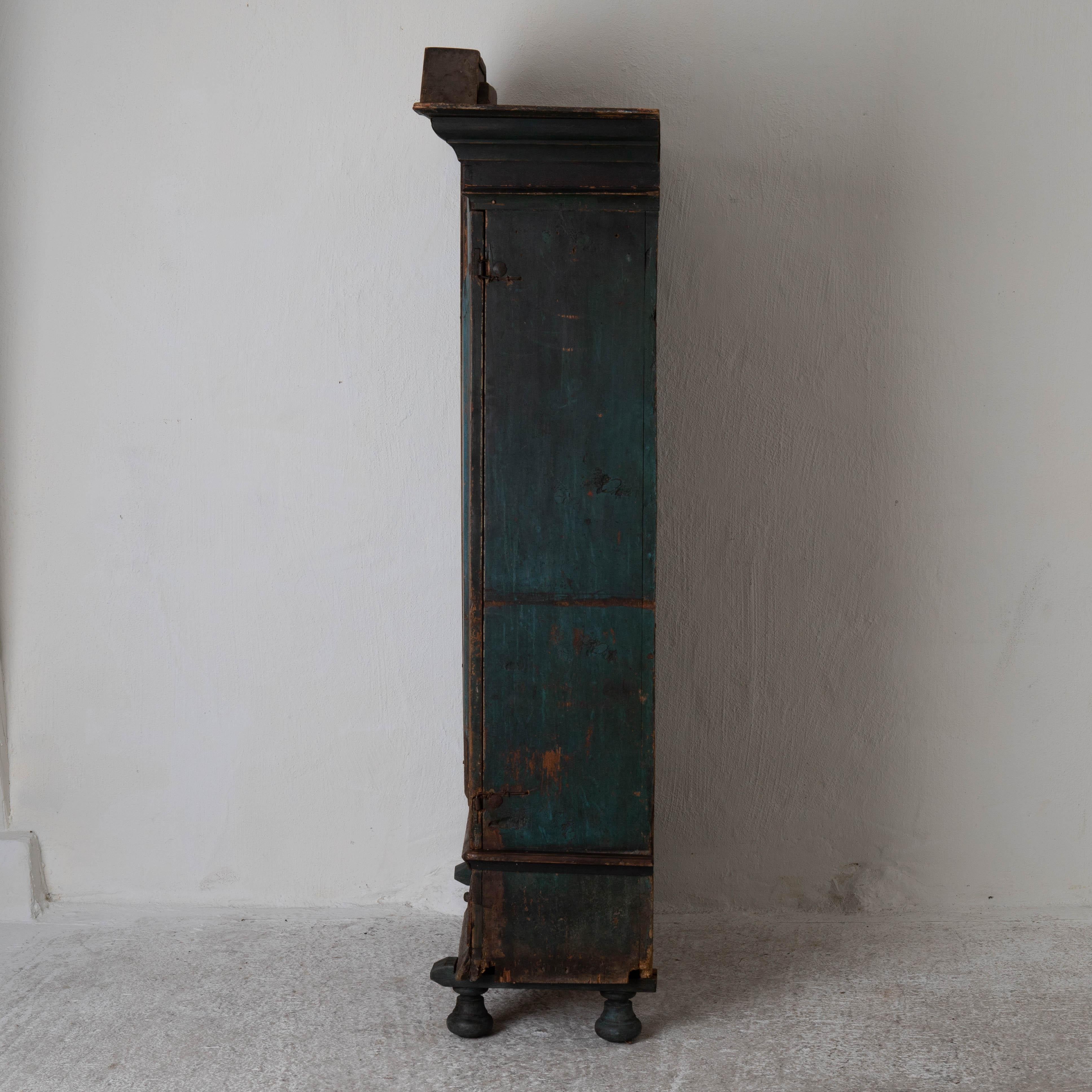 Cabinet Made 1795 Folk Art Swedish Blue Original Paint Sweden 4