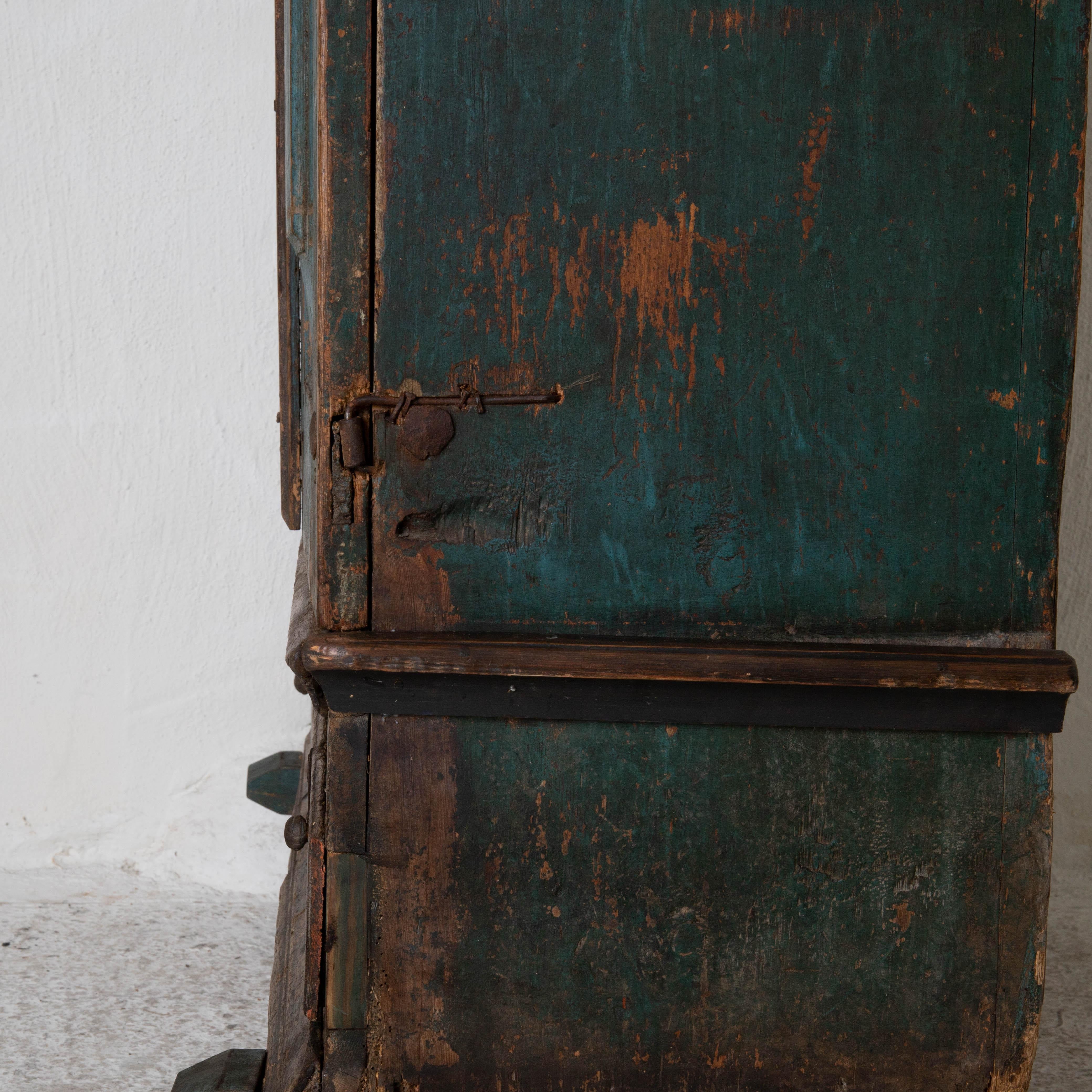 Cabinet Made 1795 Folk Art Swedish Blue Original Paint Sweden 5