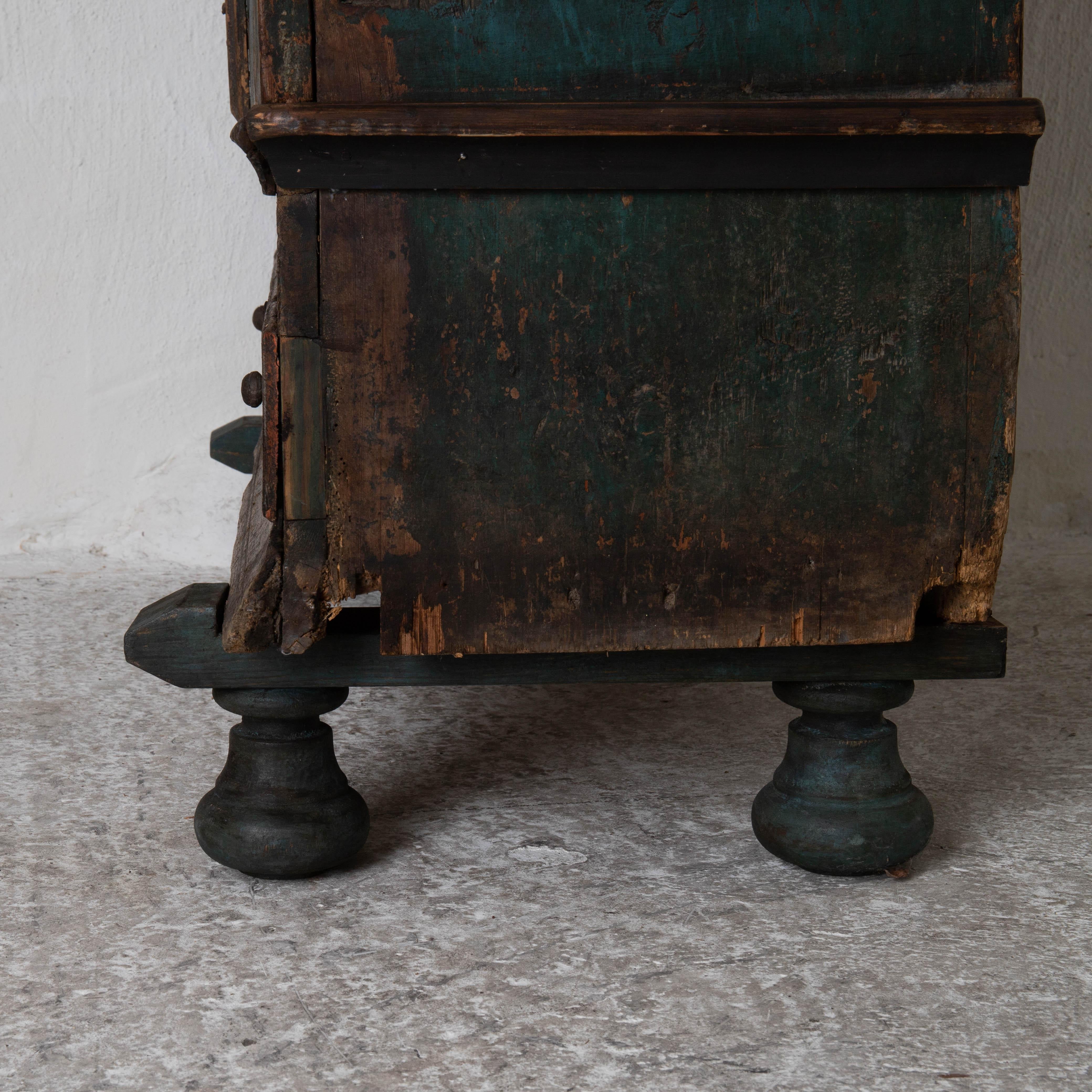 Cabinet Made 1795 Folk Art Swedish Blue Original Paint Sweden 6