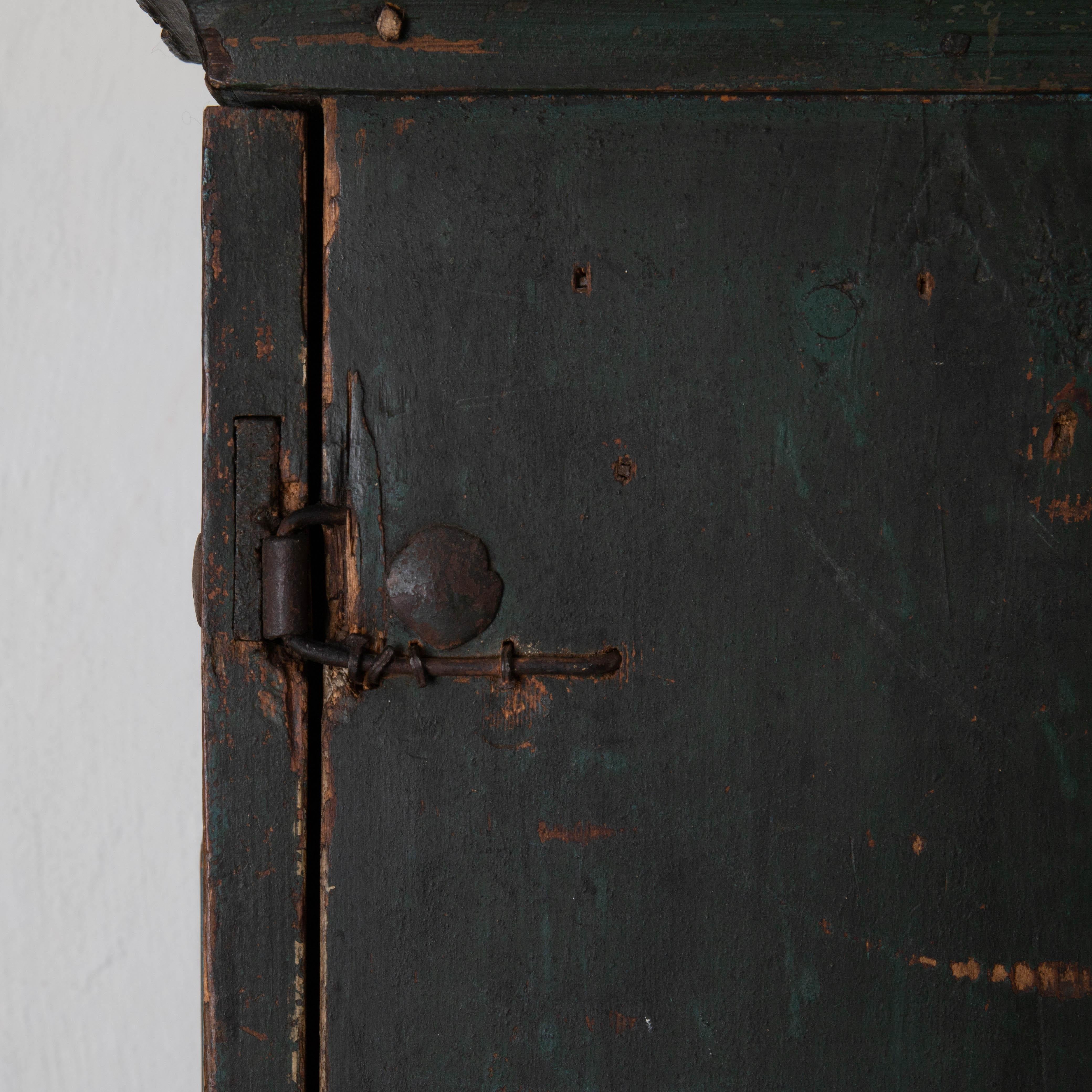 Cabinet Made 1795 Folk Art Swedish Blue Original Paint Sweden 7
