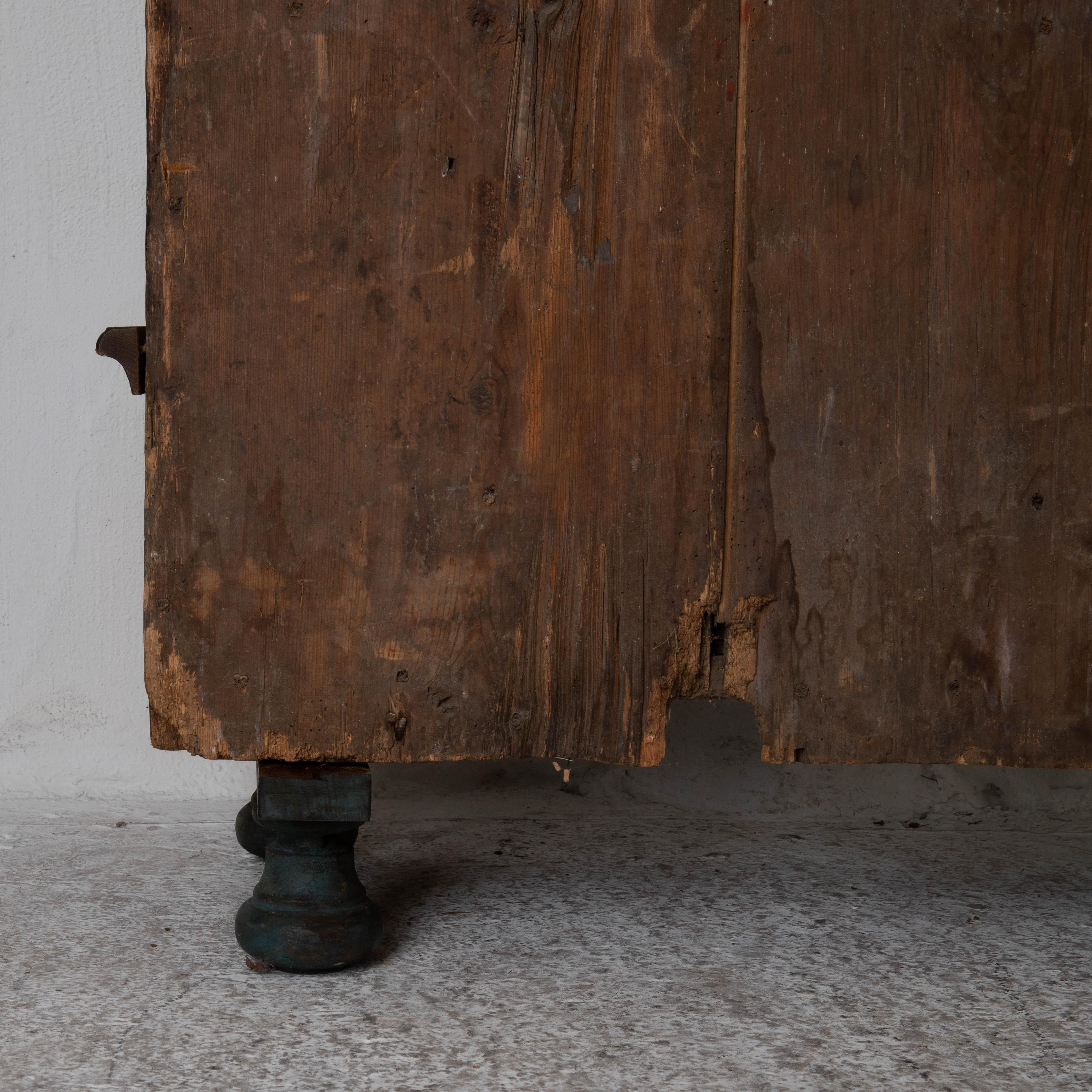 Cabinet Made 1795 Folk Art Swedish Blue Original Paint Sweden 9
