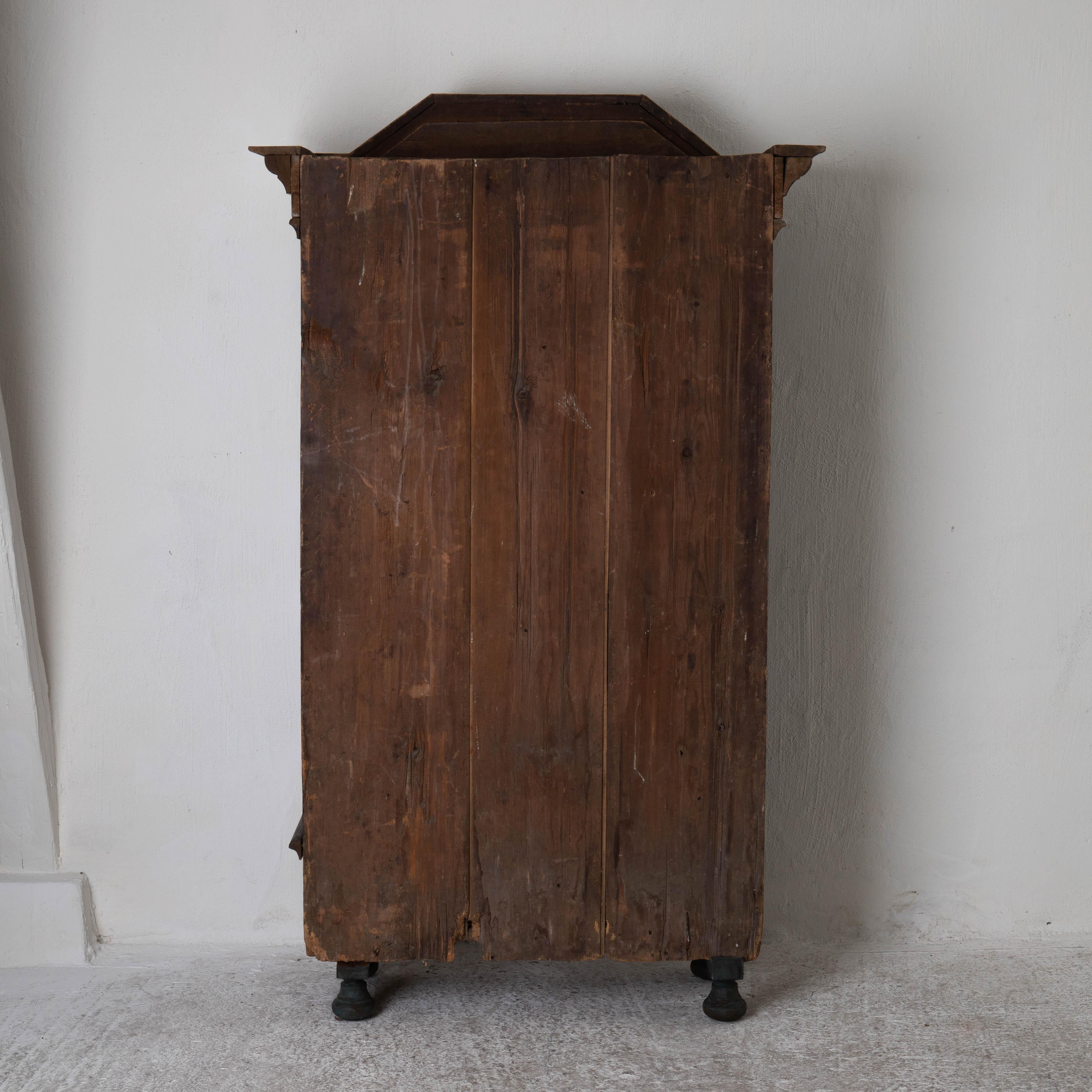 Cabinet Made 1795 Folk Art Swedish Blue Original Paint Sweden 11